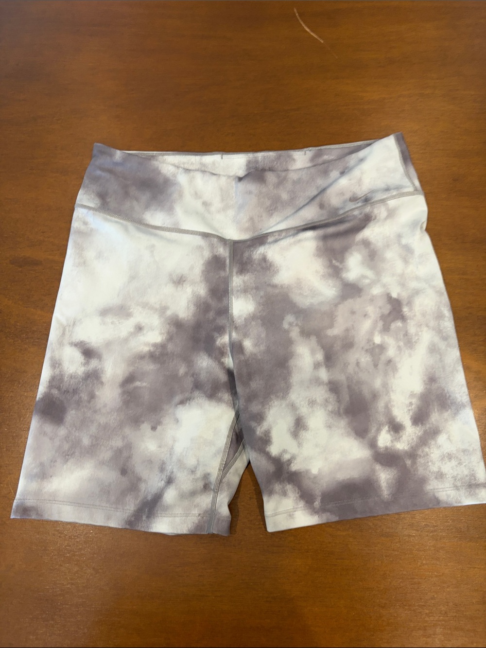 Nike Women's Tie-Dye Gray & White High-Waist Bike Shorts